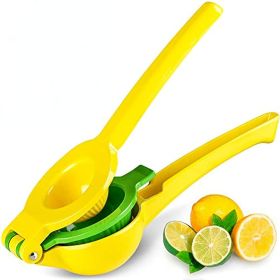 Metal 2-In-1 Lemon Lime Squeezer - Hand Juicer Lemon Squeezer - Max Extraction Manual Citrus Juicer - Yellow-green