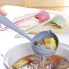 1pc 2 In 1 Filter Spoon Soup Spoon Leak Spoon Long Handle Plastic Large Spoon Hot Pot Spoon Eco-Friendly Kitchen Utensil - Blue
