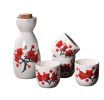5 Pcs Ceramic Japanese Sake Set Traditional 1 Tokkuri Bottle & 4 Ochoko Cups [E] - ST-HOM3136596011-EMMA03289