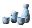 5 Pcs Ceramic Japanese Sake Set Traditional 1 Tokkuri Bottle & 4 Ochoko Cups [J] - ST-HOM3136596011-EMMA03294