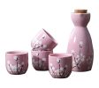 5 Pcs Ceramic Japanese Sake Set Traditional 1 Tokkuri Bottle & 4 Ochoko Cups [K] - ST-HOM3136596011-EMMA03295