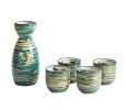 5 Pcs Ceramic Japanese Sake Set Traditional 1 Tokkuri Bottle & 4 Ochoko Cups [N] - ST-HOM3136596011-EMMA03298