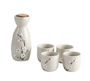 5 Pcs Ceramic Japanese Sake Set Traditional 1 Tokkuri Bottle & 4 Ochoko Cups [U] - ST-HOM3136596011-EMMA03305