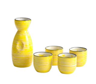 5 Pcs Ceramic Japanese Sake Set Traditional 1 Tokkuri Bottle & 4 Ochoko Cups [S] - ST-HOM3136596011-EMMA03303