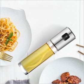 Olive Oil Mister Refillable Bottle Oil Dispenser with Oil Spray for Cooking Salad Grilling Roasting Air Fryer - Silver