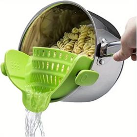 1pc Silicone Pot Strainer And Pasta Strainer, Adjustable Silicone Clip On Strainer For Pots, Pans, And Bowls, Kitchen Gadgets - 1 Pack Green