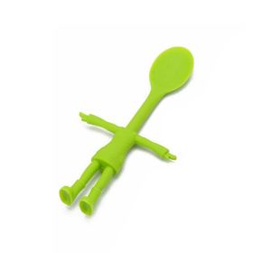 Human Body Shape Silicone Baby Spoon Scoop Heat Resistant Rice Spoon Soft Bendable Baby Care Safe Feeding Accessories - green