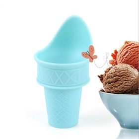 Ice Cream Holder Silicone Ice Cream Cone Ice Cream Cup Cone Shaped Reusable Ice Cream Holder - blue