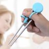 Learning Chopsticks Helper Training Chopstick Stainless Steel Chopsticks for Right or Left Handed Kids Teens Adults Beginners  - blue