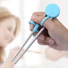 Learning Chopsticks Helper Training Chopstick Stainless Steel Chopsticks for Right or Left Handed Kids Teens Adults Beginners  - blue