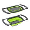 Strainers and Colanders with Extendable Handles Collapsible Colander Strainer Over The Sink Veggies Fruit Pasta Folding Strainer for Kitchen - green