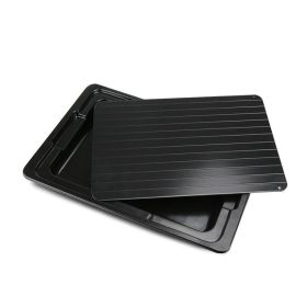 Frozen Foods Defrosting Tray Aluminum Thawing Plate With Multi-Purpose Plastic Drip Tray - black