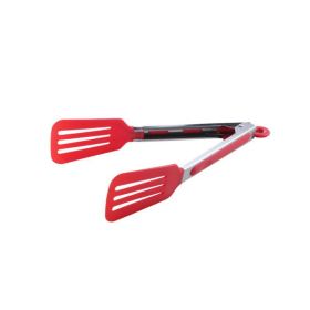 Spatula Tong Kitchen Tongs Stainless Steel Cooking Silicone Buffet Serving Tongs Heat Resistant with Locking Handle Joint - red