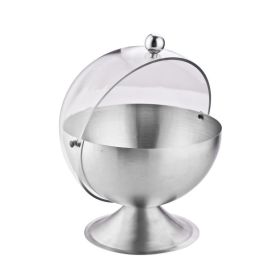 Sugar Bowl with Roll Top Stainless Steel Safe Food Grade Material Kitchen Buffet Cafe Restaurant Container Shiny Chrome Finished - silver