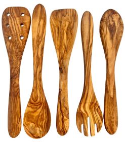 Olive Wood Kitchen Servers Set -5 pcs - As shown