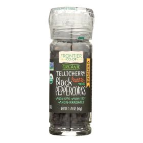 Frontier Herb Peppercorns - Organic - Whole - Black - Tellicherry Grade - Grinder Bottle - 1.76 Oz - Case Of 6 - Default