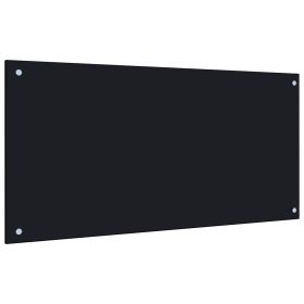Kitchen Backsplash Black 39.4"x19.7" Tempered Glass - Black