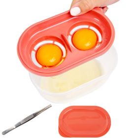 4 In 1 Egg Separator Set Double Egg White Separator With Built In Egg Cracker Food Container Plus Lid and Egg Shell Tweezer Pink Color - Generic
