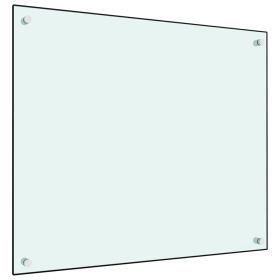 Kitchen Backsplash White 27.6"x23.6" Tempered Glass - White