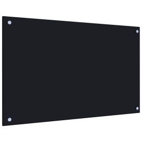 Kitchen Backsplash Black 31.5"x19.7" Tempered Glass - Black