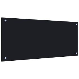 Kitchen Backsplash Black 35.4"x15.7" Tempered Glass - Black