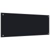 Kitchen Backsplash Black 39.4"x15.7" Tempered Glass - Black