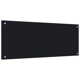 Kitchen Backsplash Black 39.4"x15.7" Tempered Glass - Black