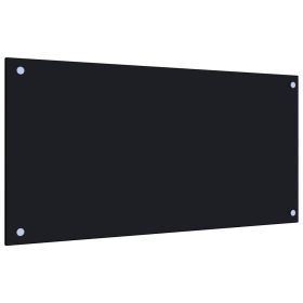 Kitchen Backsplash Black 31.5"x15.7" Tempered Glass - Black
