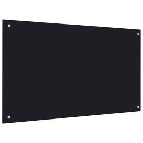 Kitchen Backsplash Black 39.4"x23.6" Tempered Glass - Black