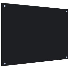 Kitchen Backsplash Black 31.5"x23.6" Tempered Glass - Black