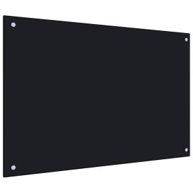 Kitchen Backsplash Black 35.4"x23.6" Tempered Glass - Black