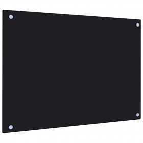 Kitchen Backsplash Black 27.6"x19.7" Tempered Glass - Black