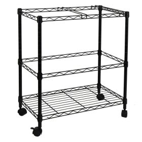 Oceanstar Portable 2-Tier Metal Rolling File Cart, Black - 2MRC1507