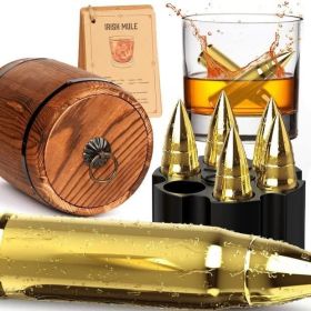 Stainless Steel Whiskey Bullet Stones Gift Set - Gold