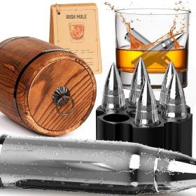 Stainless Steel Whiskey Bullet Stones Gift Set - Silver