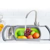 Strainers and Colanders with Extendable Handles Collapsible Colander Strainer Over The Sink Veggies Fruit Pasta Folding Strainer for Kitchen - green
