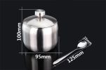 4 PCS Stainless Steel Seasoning Container Set Condiment Serving Bowls Kitchen Spice Jars with Stand Rack and Spoons - Silver