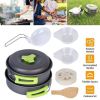 Outdoor Hiking Picnic Camping Cookware Set Picnic Stove Aluminum Pot Pans Kit - Grey - 9 Pcs