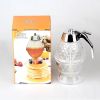 No Drip Honey Dispenser with Stand Honey Comb Shape Plastic Container Maple Syrup and Sugar Syrup Jar Pot - clear
