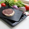 Frozen Foods Defrosting Tray Aluminum Thawing Plate With Multi-Purpose Plastic Drip Tray - black