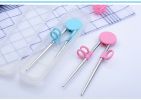 Learning Chopsticks Helper Training Chopstick Stainless Steel Chopsticks for Right or Left Handed Kids Teens Adults Beginners  - blue
