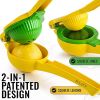 Metal 2-In-1 Lemon Lime Squeezer - Hand Juicer Lemon Squeezer - Max Extraction Manual Citrus Juicer - Yellow-green