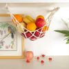 Fruit Hammock,Gray Fruit Basket, 100% Cotton, Screws & S Hooks, Banana Holder, Hanging Fruit Basket for Potato Storage - Type 2