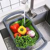 Strainers and Colanders with Extendable Handles Collapsible Colander Strainer Over The Sink Veggies Fruit Pasta Folding Strainer for Kitchen - green
