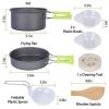 Outdoor Hiking Picnic Camping Cookware Set Picnic Stove Aluminum Pot Pans Kit - Grey - 9 Pcs
