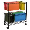Oceanstar Portable 2-Tier Metal Rolling File Cart, Black - 2MRC1507