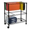 Oceanstar Portable 2-Tier Metal Rolling File Cart, Black - 2MRC1507