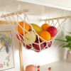 Fruit Hammock,Gray Fruit Basket, 100% Cotton, Screws & S Hooks, Banana Holder, Hanging Fruit Basket for Potato Storage - Type 2