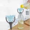 Collapsible Funnel Set Silicone Large and Wide Fold Funnels with Extended Mouth for Kitchen Oil Food and Water Bottling - blue
