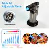 Culinary Butane Torch Lighter Refillable Blow Torch Adjustable Flame Kitchen Cooking BBQ Torch  (Gas Not Included) - Black